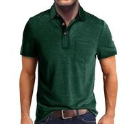 Polos para hombre del Reino Unido de manga corta con cuello vuelto hacia abajo con bolsillo ajuste regular camiseta vintage color sólido ligeras camisas cómodas transpirables elásticas tops de