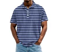 Polos para hombre, estilo casual, con botones, a rayas, para golf, cuello de verano, manga corta, vintage, para niños, talla grande, cuello en V, hot pink, 4XL