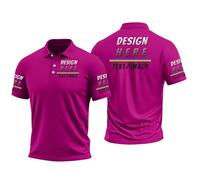 Polos Personalizados para Hombres y Mujeres,Polos Casuales con Texto/Foto Personalizados,Camiseta de Manga Corta con Cuello Alto para Deportes al Aire Libre (Rosa Fuerte)