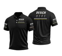 Polos Personalizados para Hombres y Mujeres,Polos Casuales con Texto/Foto Personalizados,Camiseta de Manga Corta con Cuello Alto para Deportes al Aire Libre (Negro)
