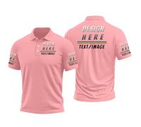 Polos Personalizados para Hombres y Mujeres,Polos Casuales con Texto/Foto Personalizados,Camiseta de Manga Corta con Cuello Alto para Deportes al Aire Libre (Rosa Claro)