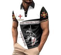 Poloshirt Impreso 3D Caballeros Templarios para Hombre St Georges Day Camiseta deportiva de manga corta cuello abotonado Transpirable Camisa para Fiesta Tenis Golf Negocios Trabajo Ligero Y Aerado