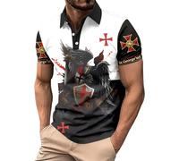 Poloshirt Impreso 3D Caballeros Templarios para Hombre St Georges Day Camiseta deportiva de manga corta cuello abotonado Transpirable Camisa para Fiesta Tenis Golf Negocios Trabajo Ligero Y Aerado