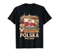 Polska Polonia Cultura Polaca Viajes Camiseta gráfica económica, Hombre, Negro, L