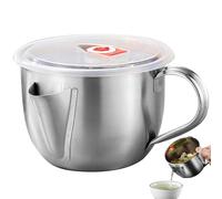 Polso de aceite, Jarra de separadores de grasa 1L Grado alimento Jarra de de acero inoxidable con tapa y manejo de 2 salidas de grasa de tocino para suministros de cocina,