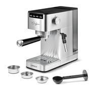 Polti Coffea P10S Cafetera Manual para Espresso y Cappuccino Compatible con Café Molido y Cápsulas Monodosis E.S.E. de 44 mm, Vaporizador para Espumar y Vaporizar la Leche, Depósito de 1.3 L, Plata