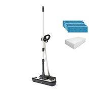 Polti Moppy Black Premium, Mopa a Vapor Sin Cable, para todos los Suelos y Superficies Verticales Lavables, Potencia 1500 W, Capacidad Depósito 0,7 L, Paños Incluidos, Negro