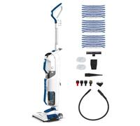 Polti Vaporetto 3 Clean Blue, Escoba a Vapor y Aspirador con Limpiador a Vapor Portátil, 3 Productos en 1, 14 Accesorios, Aspirador Ciclónico sin Bolsa, Potencia Max 1800 W, Blanco y Azul