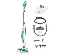 Polti Vaporetto SV450 Doble, Escoba a Vapor 2 en 1 con Limpiador Portátil, Potencia Máxima 1500 W, 13 Accesorios Incluidos, Depósito Extraíble 0,3 L, Azul Claro y Blanco