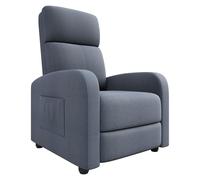 Poltrona reclinabile manuale per 1 posto - schienale alto imbottito, tasca laterale, poggiapiedi retrattile - comfort ergonomico per soggiorno, camera da letto o home theater - rivestimento in lino,