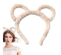 Poludatly Diadema de felpa, aro de pelo de felpa, orejas de oso de ratón, aro de maquillaje, lindas diademas de orejas de dibujos animados, diademas para lavar la cara, suministros para la