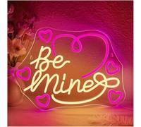 Polvane Letrero de neón Be Mine for neon Sign for pink Love LED Dimmable for Coffee Shop Bar Wedding Birthday Party Bedroom