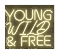 Polvane Letrero de neón Letreros de neón Young Wild&Free con atmósfera relajante y luces para bares, discotecas fiestas
