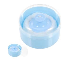 Polvera con Borla para Ñiño, Caja Plástica Azul, Uso Doméstico | Set de 2 Piezas, Borla Esponjosa Incluida, Operación Mano, Baño Casa