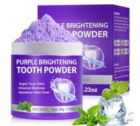 Polvo blanqueador de dientes - Polvo blanqueador de dientes morados - Elimina las manchas sin sensibilidad - Blanqueamiento dental para manchas de café, té y comida - Sabor a menta fresca, refrescante