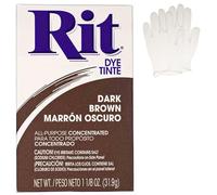 Polvo concentrado de tinte Rit multiusos con guantes de plástico para ropa, decoración y manualidades, marrón oscuro (paquete de 1)