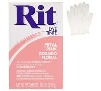Polvo concentrado de tinte Rit multiusos con guantes de plástico para ropa, decoración y manualidades, color rosa pétalo (paquete de 1)