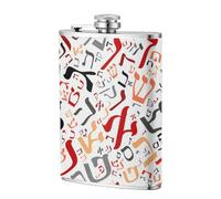 Polvo creativo del alfabeto hebreo,Frasco de acero inoxidable 304 de 8 oz con funda de cuero sintético, frasco de bolsillo para licor plano para exteriores