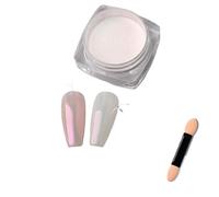 Polvo cromado para uñas 1 unidad de polvo de uñas cromado de neón sirena for pigmento brillo perla Aurora con cepillo de esponja para Manicura(FT219-2)