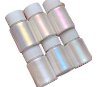 Polvo cromado para uñas 6 colores Aurora sirena cromo uñas polvo blanco perla iridiscente Mica brillo uñas para Manicura(6 Bottles)