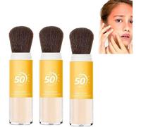 Polvo de ajuste de protector solar mineral, Translucent Mineral Brush Powder, polvo de cepillo translúcido 2025, polvo de protección solar con SPF50, control de aceite, acabado mate natural (3Pcs, 8g)