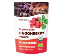 Polvo de arándano rojo silvestre escandinavo (lingonberry) orgánico LOOV, con arándanos 100% orgánicos liofilizados, recolectados en bosques del norte de Europa, 113 g, sin azúcar añadido