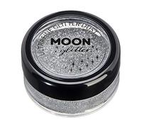Polvo de brillantina ultrafino clásico por Moon Glitter - 100% Brillo Cosmético para la Cara, Cuerpo, Uñas, Cabello y Labios - 5g - Plata