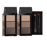Polvo de cejas marrón, 3 colores para cejas, resistente al agua, con cepillo, color de cejas, polvo fino para cejas de aspecto natural durante todo el día (9G)