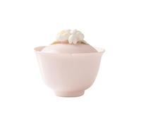 Polvo de cerámica de melocotón que pellizca las flores para cubrir los cuencos, boca de flor, 130 ml