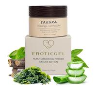 Polvo de Gel de Masaje Nuru Edición Sakura 40g | Aloe Vera, Alga Marina, Regaliz y Té Verde | Hecho en Japón | Sin Parabenos ni Glicerina | Rinde 4L | Inodoro, Incoloro e Insípido