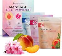 Polvo de Gel para Masaje Purecrafts 50g (Pack de 3) | Variedad de Fragancias | Hecho en Japón | Gel Suave y Deslizante para Bienestar y Relajación | 50g Rinden 5 Litros | Solo Añade Agua