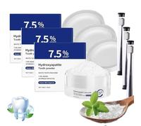 Polvo de hidroxiapatita, 7,5% de polvo dental de hidroxiapatita, polvos de pasta de dientes nano hidroxiapatitas, fórmula suave para el cuidado de las encías, aliento fresco (3 set)