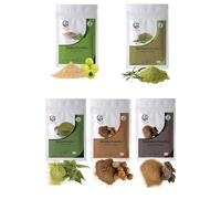 Polvo de hierbas para el cabello (cada 100 g) | Mascarilla orgánica para el cabello | Amla, Reetha (Aritha), Shikakai, Bhringraj y Neem Powder | Combo de cuidado del cabello 100% puro y natural
