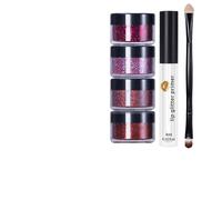 Polvo de labios con purpurina - Polvo de alta pigmentación, base y cepillo incluidos, maquillaje de larga duración, fácil de usar, kit de arte cosmético, color brillante para vacaciones, fiestas