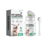 Polvo de limpieza dental para perros Polvo para perros contra el mal aliento en perros Reduce la placa y cuida la boca. Aditivo alimentario que apoya la boca de los perros (blanco, 4,5 x 4,5 x 8,3 cm)