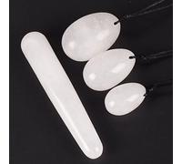 Polvo De Piedra De Cristal Yoni Jade Egg Lady Kegel Fitness Aparato Muscle Tightening Ball Masajeador 4PCS,Cristal Blanco