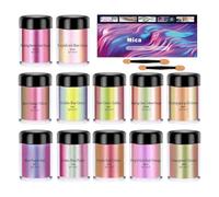 Polvo De Pigmento De Mica - Juego De Tintes De Cambio De Color De 12x10 Ml, Kit Para Colorear De Resinas Nacaradas, Polvo De Brillo Cosmético De Jabón De Vela | Polvos Multiusos Para Manualidades, Esm