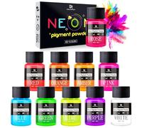 Polvo de Pigmento Neón - 10 Colores Polvo de Mica Pigmentos para Uñas Fluorescente para Resina Epoxi, Arte de Uñas, Limo - Pigmento de Color Resina de Neón for Pintura, Joyería, Nail Art, Jabón