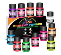 Polvo de Pigmento Neón, 12 Colores Fluorescentes/Tinte NeóN Para Resina Epoxi, Vasos, UñAs Decoradas en 3d, Slime, Pigmento NeóN Para Manualidades, Sombras de Ojos, JoyeríA, Regalo de Hallowee