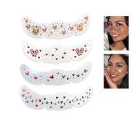 Polvo de Pixie Festivo Manchitas, Glitter de Hadas Manchas Falsas Tatuajes Faciales, 4 Piezas Parches de Maquillaje Facial Navideño, Decoraciones Flash Temporales de Fiesta (01#)