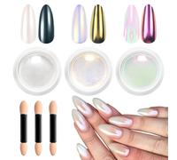 Polvo de uñas cromado Glassy Pearl, polvos cromados para uñas blancos, polvo cromado para uñas, polvo de cromo de sirena transparente para uñas, pigmento de uñas con purpurina para uñas, fácil de