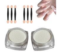 Polvo de uñas cromado perla blanca, efecto dona esmaltada aurora iridiscente para uñas, brillo de espejo de alto brillo, fórmula no tóxica, fácil aplicación en 3 pasos, multiusos para arte de