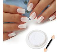 Polvo de uñas de cromo de perlas blancas mágicas de conchas sólidas de hadas con purpurina en polvo de arte holográfico de hielo transparente sirena efecto luz de luna manicura pigmento