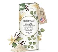 Polvo de vainilla sin talco a base de arrurruz, avena calmante, zinc y magnesio, sin bicarbonato de sodio, para frotar y desodorizar y sudar