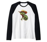 Polvo del desierto y un camaleón vaquero coronado Camiseta Manga Raglan