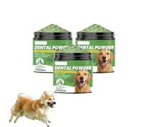 Polvo dental para perros para la limpieza dental, polvo para el cuidado dental de perros, polvo para limpieza dental sin cepillo, control de placa y sarro con probióticos, sabor a menta. (3 Cajas)