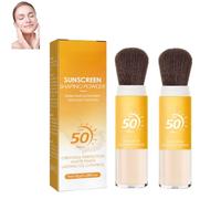 Polvo fijador de protección solar mineral, polvo suelto FPS 50 con brocha Polvo fijador mineral natural Semitransparente, con control de grasa y de larga duración, ligero y transpirable, adecuado par