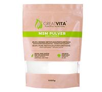 Polvo MSM 4 x 1 kg - 99,9% de metilsulfonilmetano, polvo de azufre fino y orgánico - MSM powder para mezclar en agua, zumo y batidos - 4 kg stock, sin aditivos, sin gluten y sin OGM | GreatVita