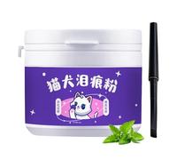 Polvo para eliminar manchas de lágrimas, limpiador en polvo para mascotas con cepillo, polvo de ojos natural, tratamiento de manchas suave, cuidado seguro de ojos de cachorros, solución de cuidado de