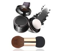 Polvo para la línea del cabello: Cubre canas al instante y disimula calvas. Retoca raíces temporal para hombres y mujeres. Ideal para viajes. Resistente a las manchas 24 h (Negro)